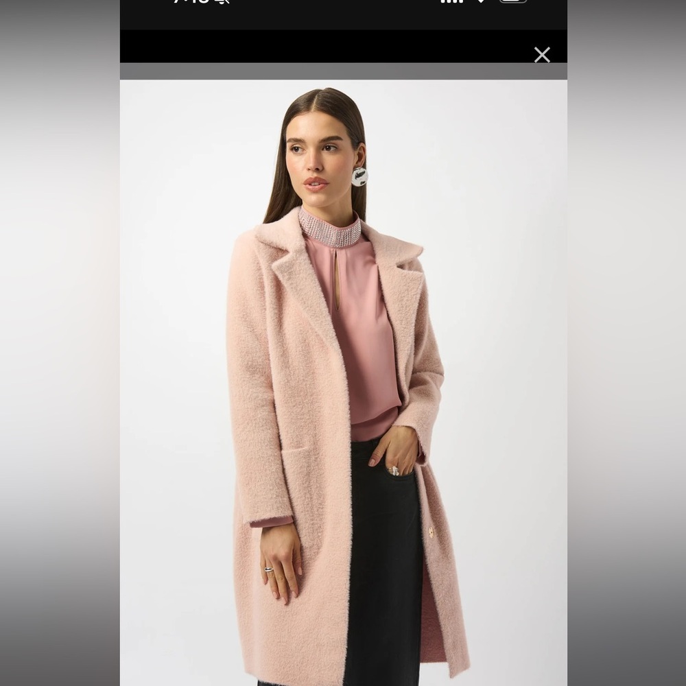 Joseph Ribkoff Elegant Pink Women's Coat with Removable Faux Collar and Cuffs